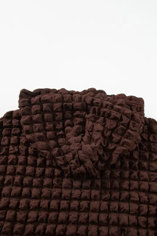 Bubble textured waffle hoodie - dark brown - hoodies