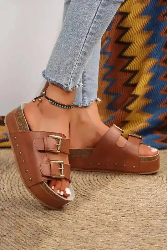 Buckle Bebop Slides - Fashionfitz