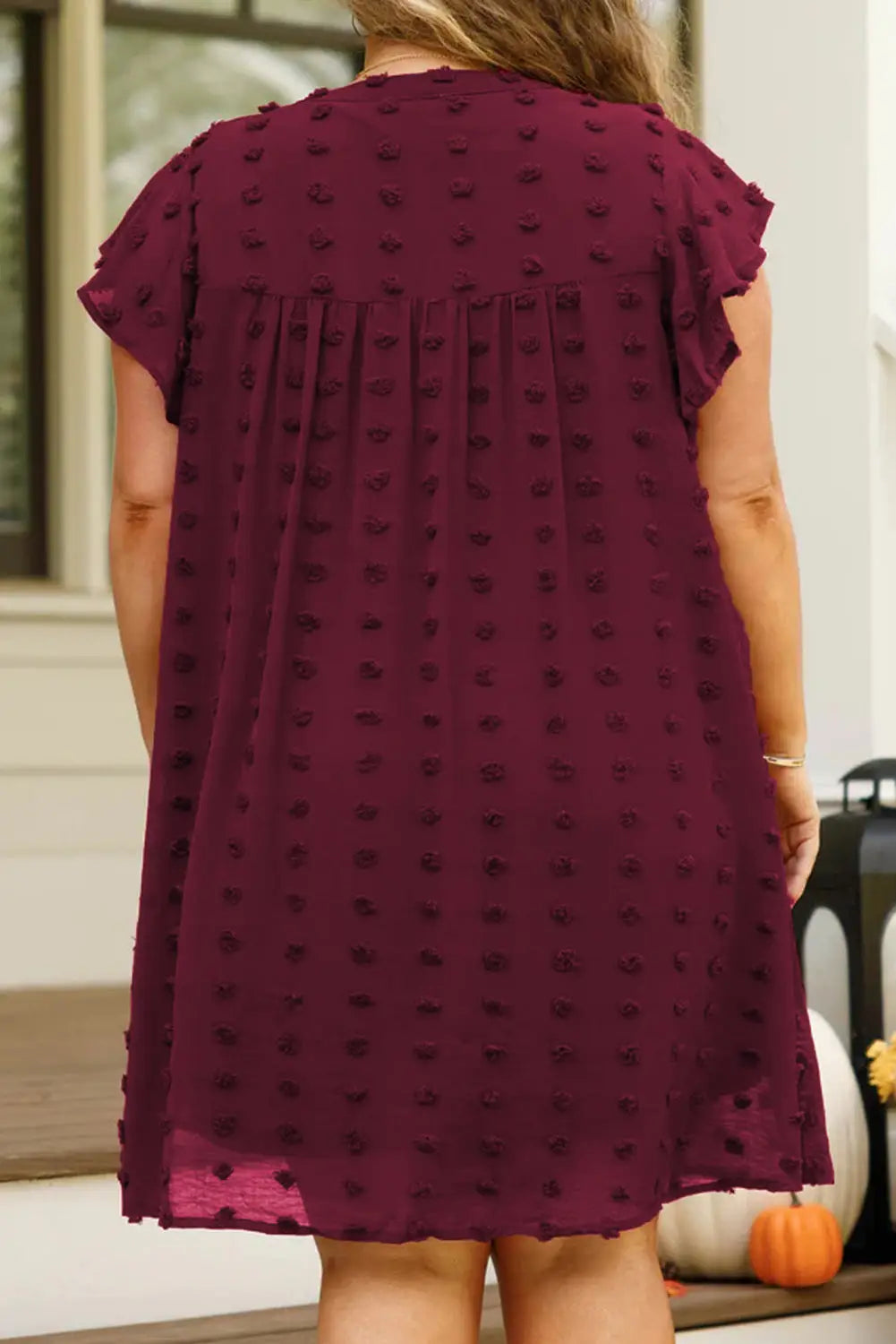 Burgundy plus size swiss dot mini dress - size/plus dresses/plus dresses