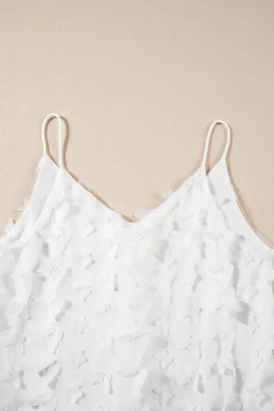 Butterfly applique mesh overlay tank top - tops/tank tops