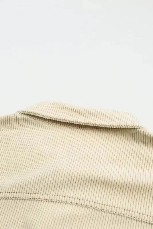 Button Up Pockets Striped Color Block Corduroy Jacket - Fashionfitz