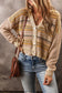 Buttoned cropped cardigan with earthy tones and long sleeve length for a relax relax style