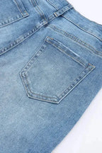 Buttoned Distressed Flared Jeans - Fashionfitz