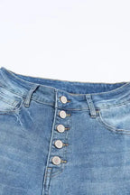 Buttoned Distressed Flared Jeans - Fashionfitz