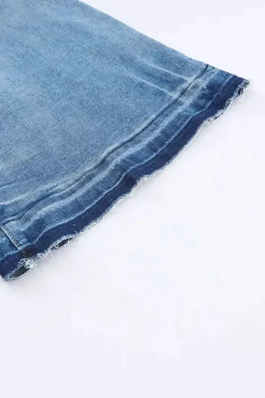 Buttoned Distressed Flared Jeans - Fashionfitz