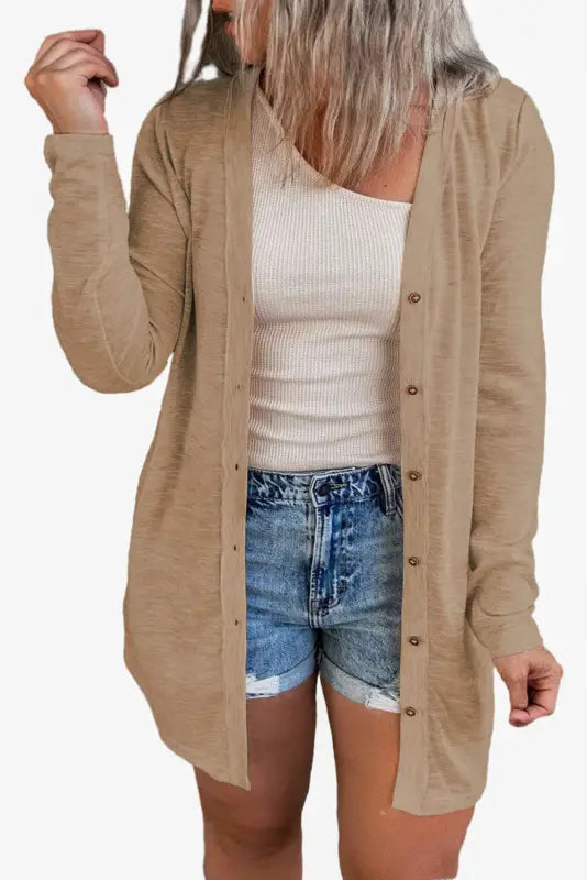 Buttoned duster cardigan - plus size - cardigans