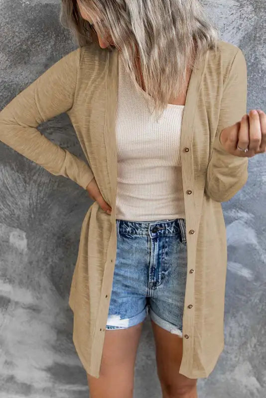 Buttoned duster cardigan - plus size - cardigans