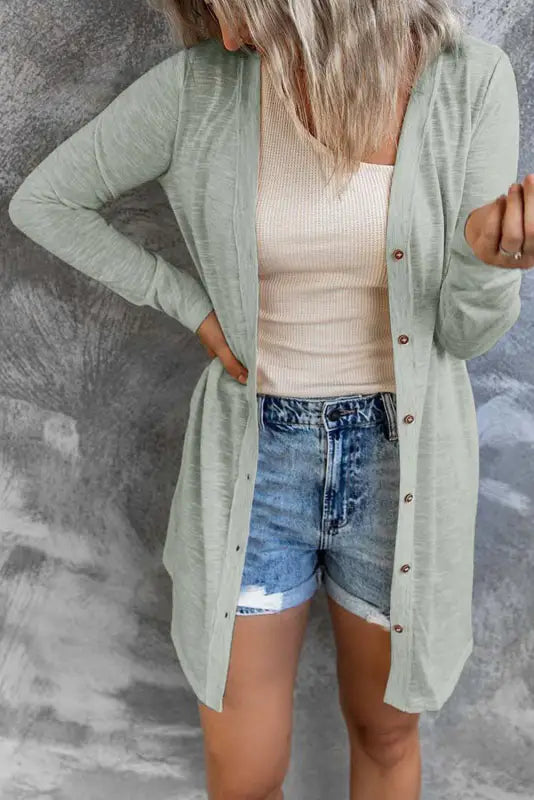 Buttoned duster cardigan - plus size - cardigans