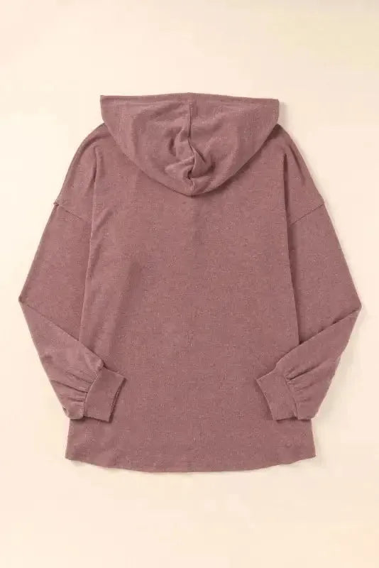 Buttoned High and Low Hem Hoodie - Fashionfitz