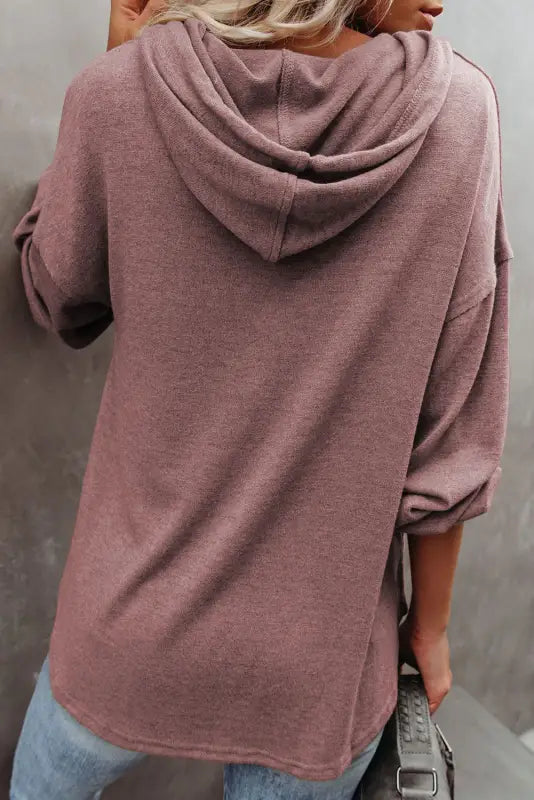 Buttoned high and low hem hoodie - sweatshirts & hoodies