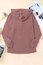 Buttoned High and Low Hem Hoodie - Fashionfitz