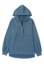 Buttoned High and Low Hem Hoodie - Fashionfitz
