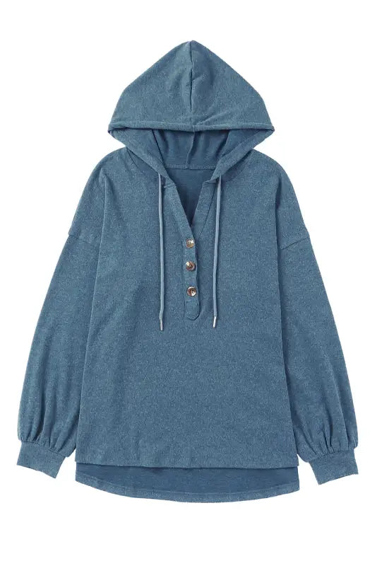 Buttoned high and low hem hoodie - sweatshirts & hoodies