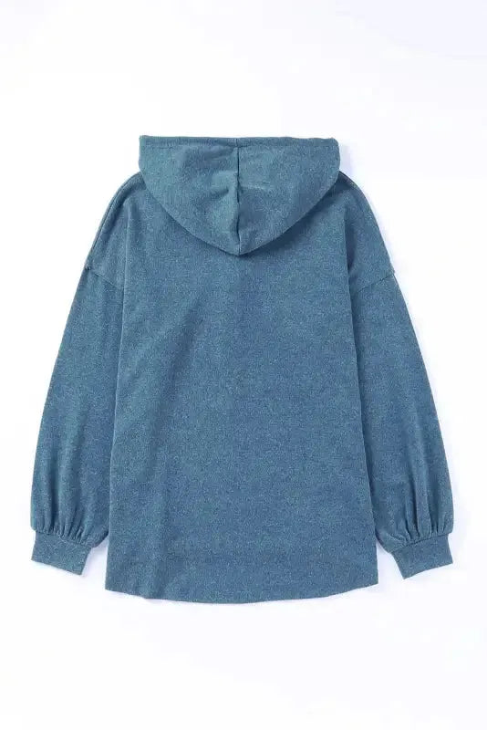 Buttoned High and Low Hem Hoodie - Fashionfitz