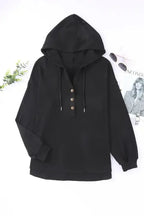 Buttoned High and Low Hem Hoodie - Fashionfitz