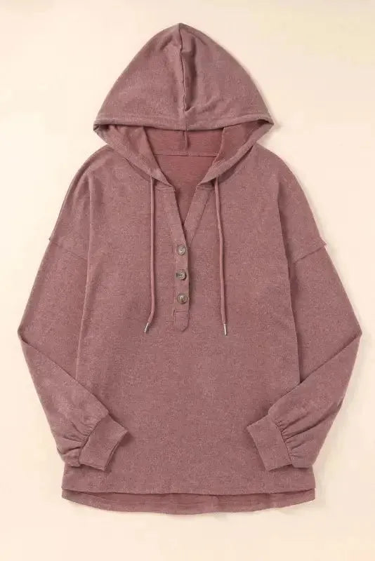 Buttoned High and Low Hem Hoodie - Fashionfitz