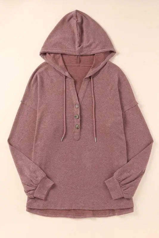 Buttoned high and low hem hoodie - sweatshirts & hoodies