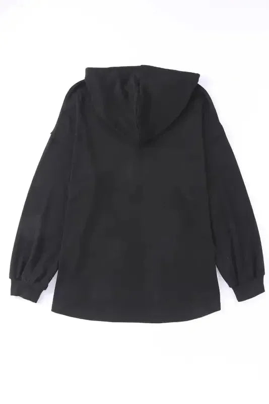 Buttoned High and Low Hem Hoodie - Fashionfitz