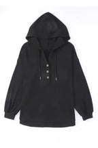 Buttoned High and Low Hem Hoodie - Fashionfitz