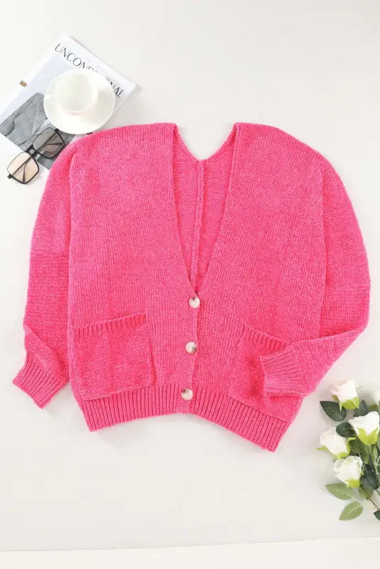 Buttons loose sweater cardigan - cardigans