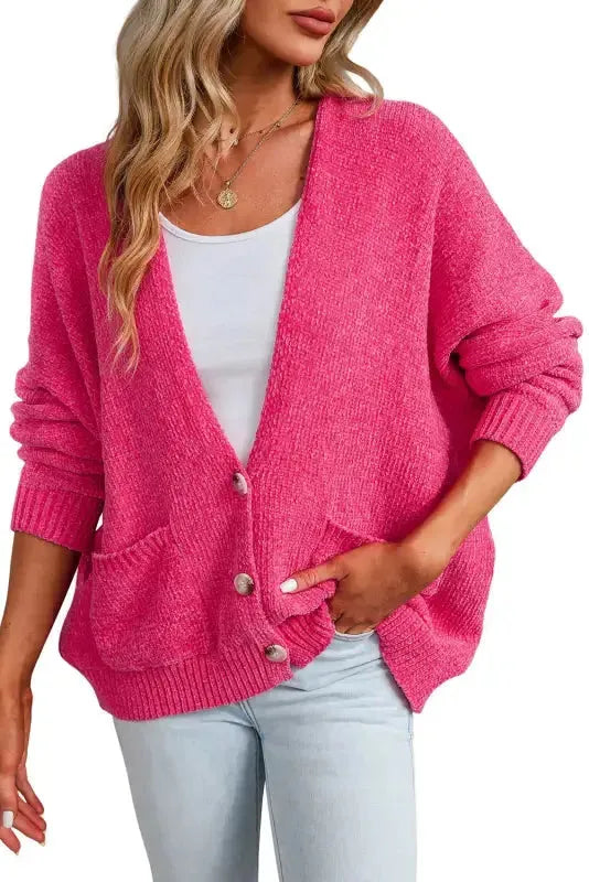 Buttons Loose Sweater Cardigan - Fashionfitz