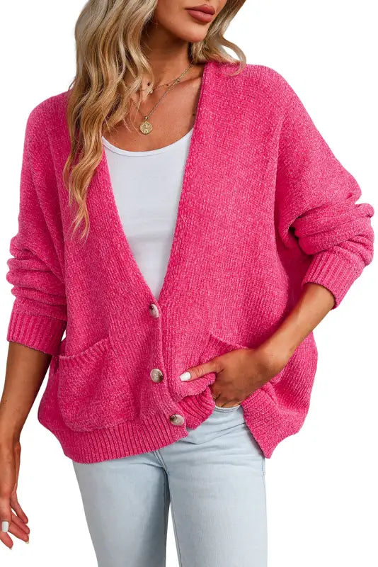 Buttons loose sweater cardigan - cardigans