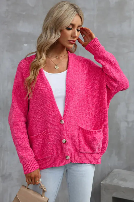 Buttons loose sweater cardigan - cardigans