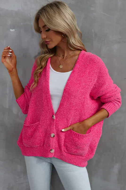 Buttons loose sweater cardigan - cardigans