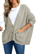 Buttons Loose Sweater Cardigan - Fashionfitz