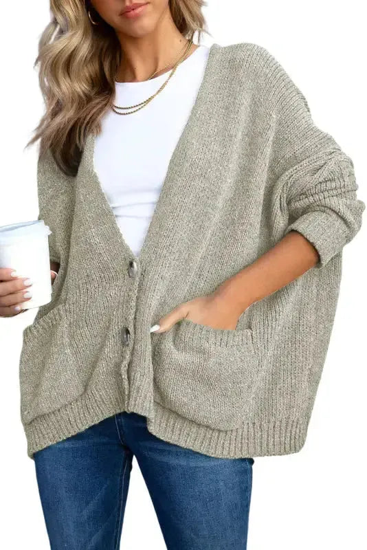Buttons Loose Sweater Cardigan - Fashionfitz