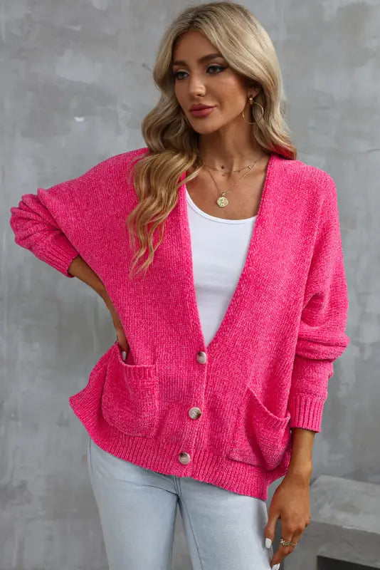 Buttons loose sweater cardigan - cardigans