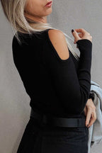 Cold Shoulder Black Sweater