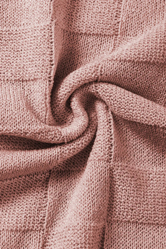 Lattice textured knit sweater – short sleeves sweaters