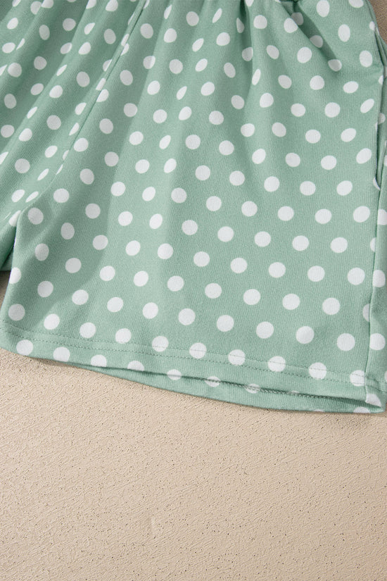 Polka Dot Print Round Neck Short Sleeve Top & Shorts Co-Ord Set