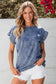 Denim Top - Dusk Blue Acid Wash Pearl Embellishments - Fashionfitz