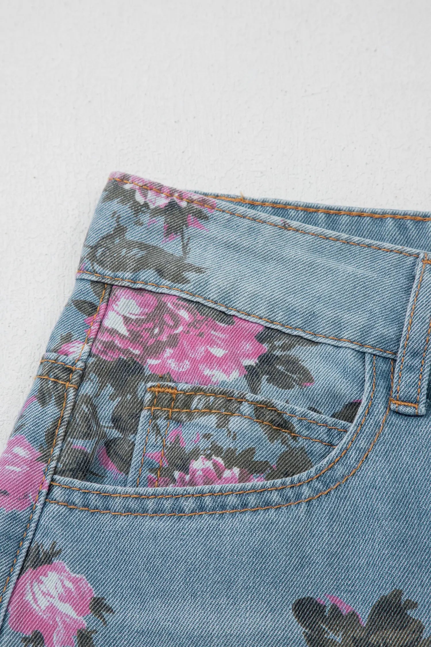 Garden Floral Print Low Rise Bootcut Denim Jeans