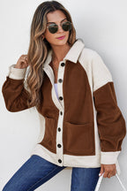 Brown Panels Fleece Shacket