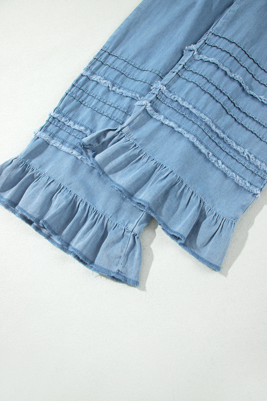 Ruffled Hem Wide Leg Chambray Pants Women UK
