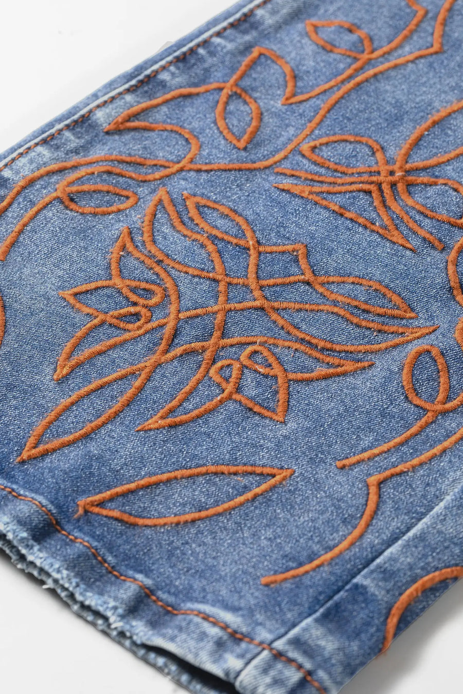 Embroidered Flare Leg Jeans