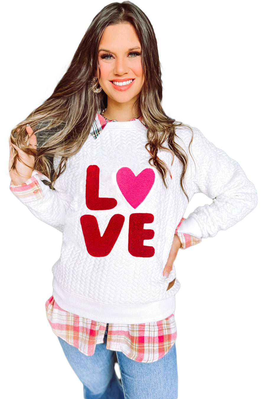Chenille Cable Knit Slogan Sweatshirt Women UK