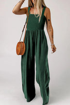 Smocked Wide Leg Jumpsuit - Fashionfitz
