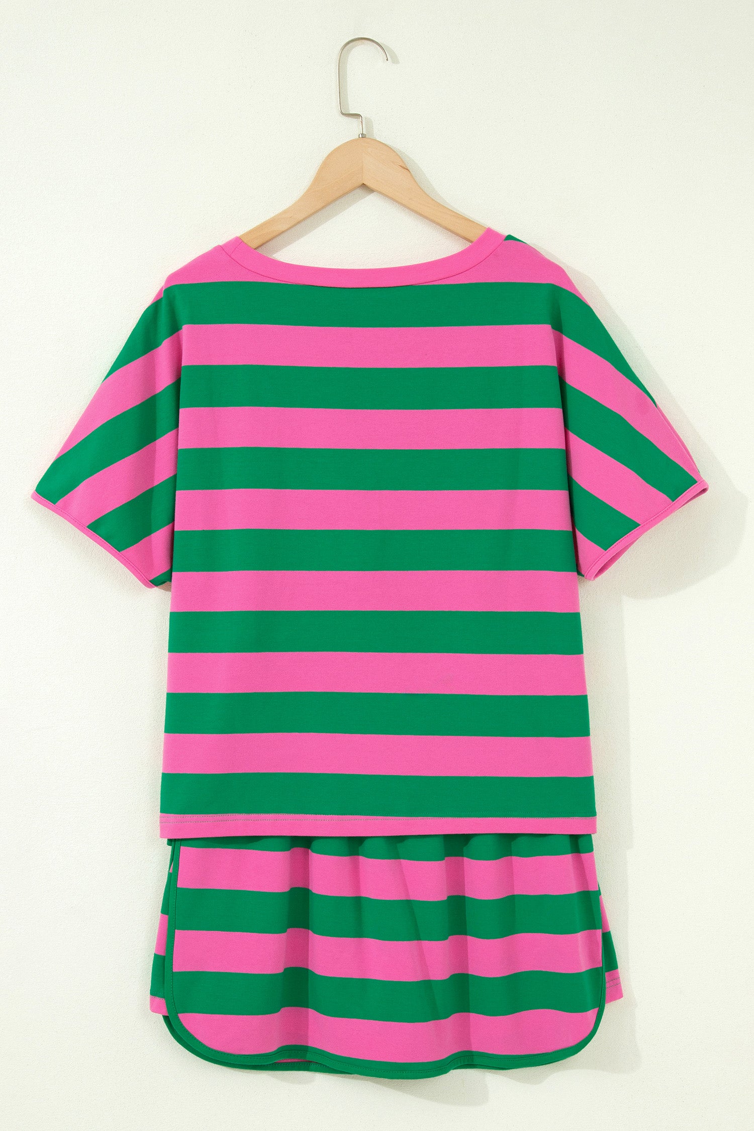 Yellow Stripe Dolman Tee & Drawstring Skort Athletic Set Women UK