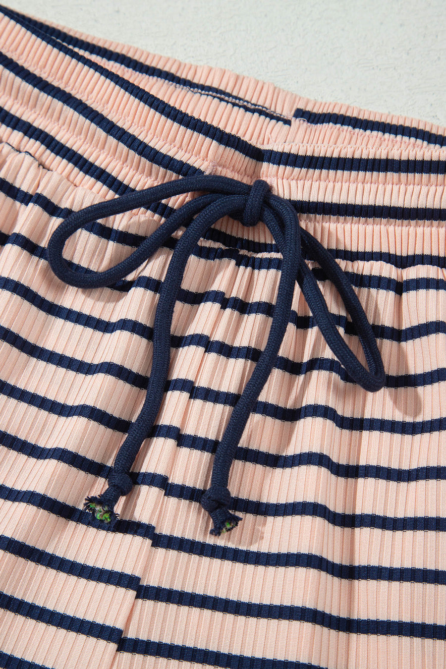 Stripe Colour Block Ribbed Knit Shorts Set