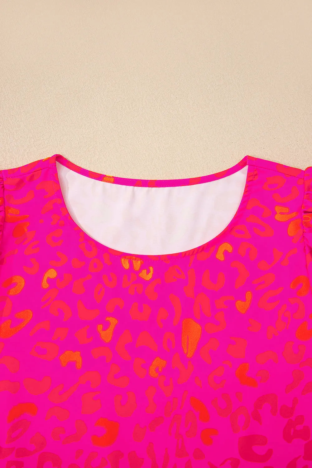 Rose Leopard Printed Puff Sleeve Top - Fashionfitz