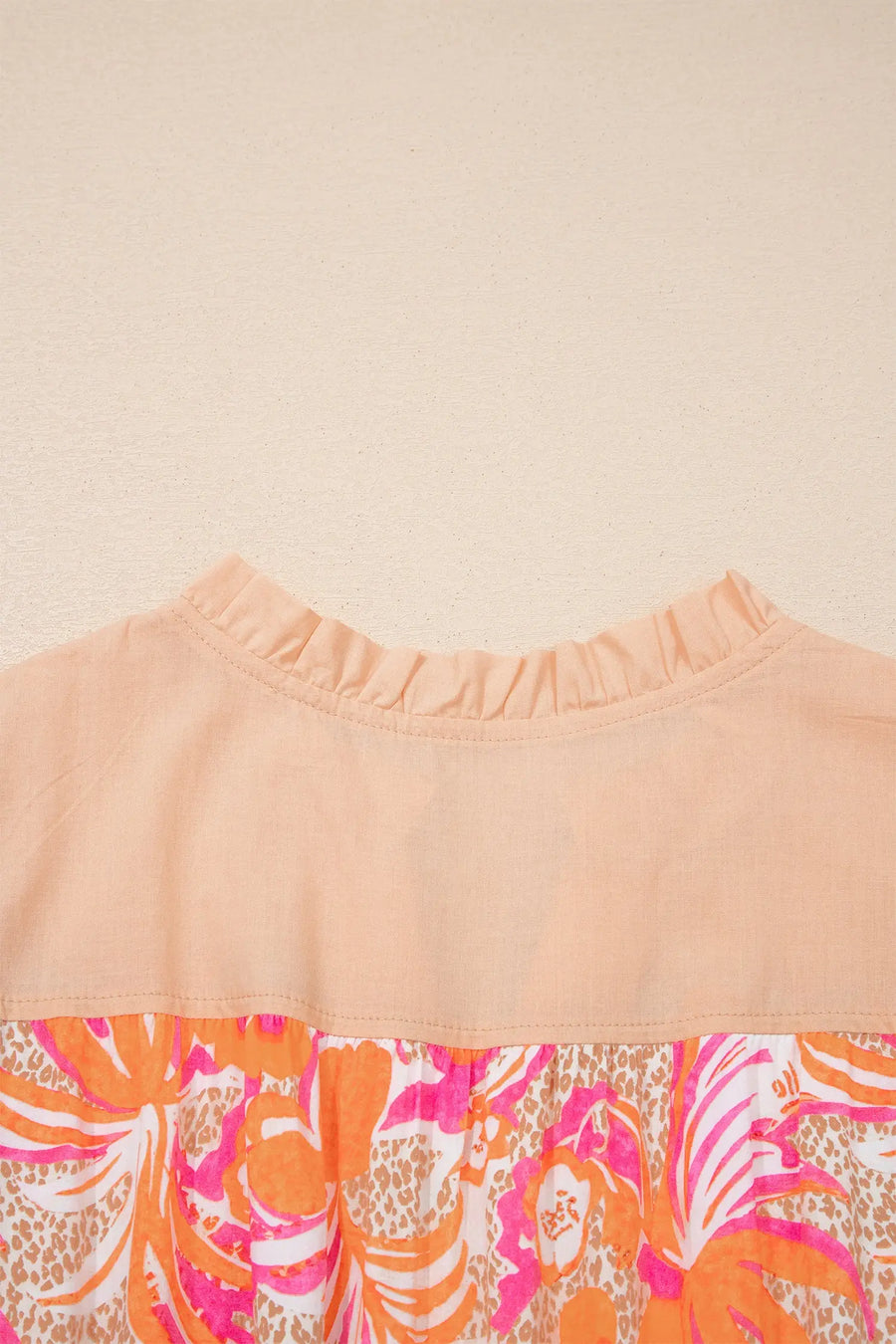 Rose Floral Color Block Ruffled Short Sleeve Midi Dress Women UK — lifestyle view