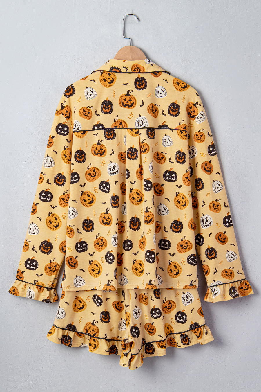Pumpkin Face Ruffle Long Sleeve Lounge Set Women UK