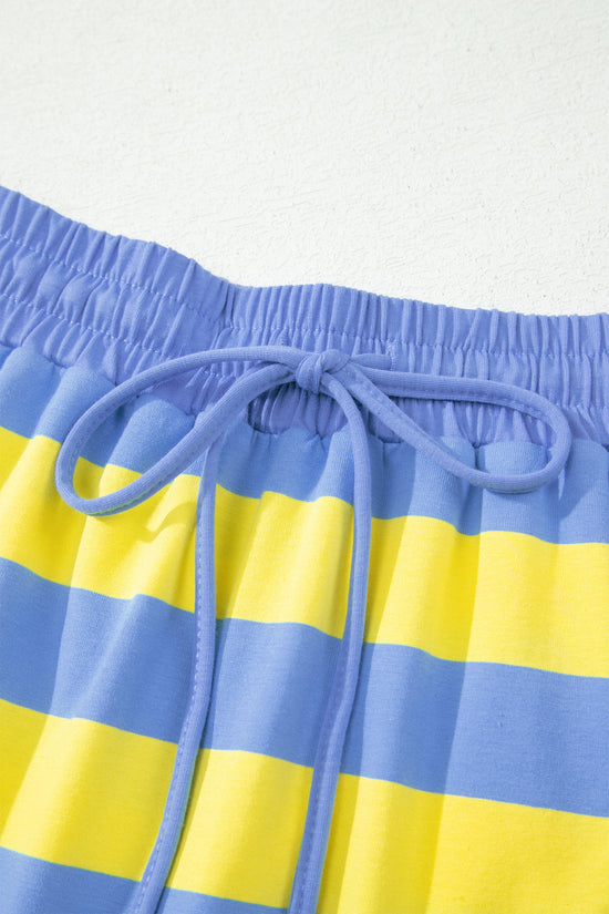Yellow Stripe Dolman Tee & Drawstring Skort Athletic Set Women UK