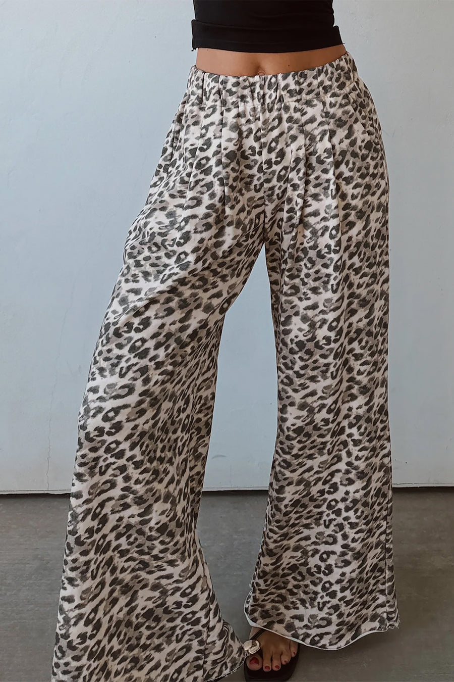 Multicolour Leopard Print Wide Leg Full Length Pants