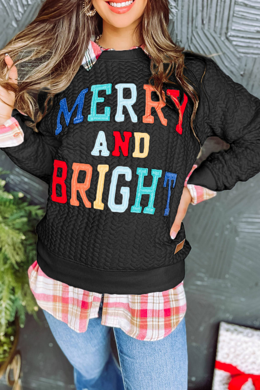 Chenille Cable Knit Slogan Sweatshirt Women UK
