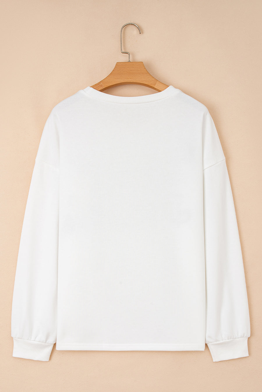 White HOLLY JOLLY Embroidered Graphic Pullover Sweatshirt